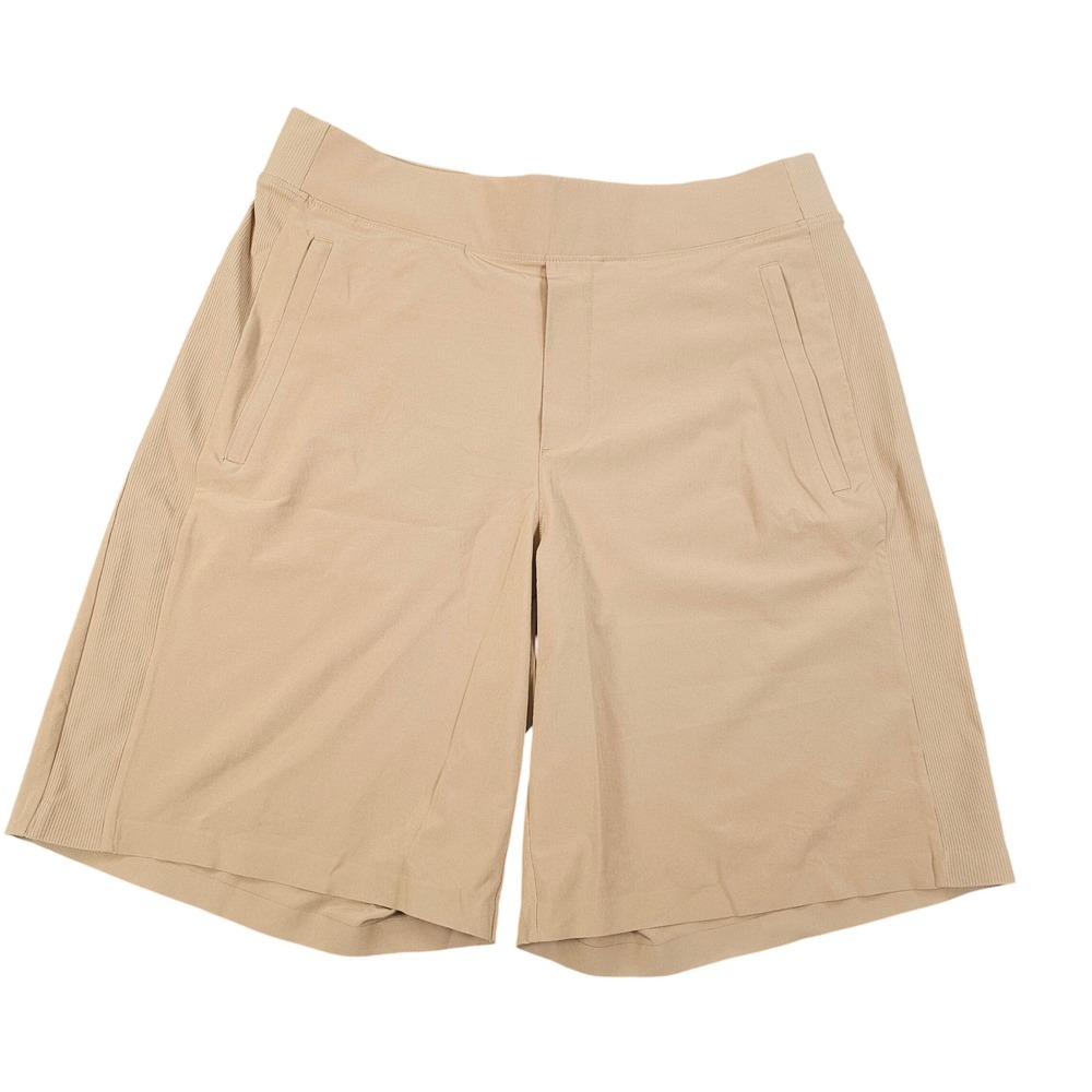Athleta Womens Tan Hybrid Ribbed Side Panel Active Hiking Shorts Size 10